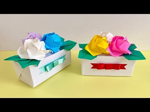 【折り紙】福山ローズのボックスアレンジ／【Origami】Fukuyama Rose Box Arrangement