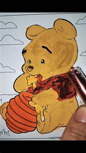 art Sweet little Pooh enjoying his honey!🐻🍯#cuteart #pooh #shorts#art #artandcraft #drawing