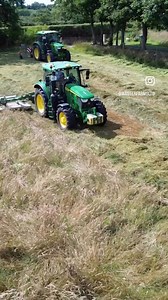 Hay time ☀️🌾.John Deere 6R145 Mchale R3100 cutting grass for hay. ......#hay #summer #johndeere #deere #mchale #mower #farm #farming #jersey #hayseason #dji #drone #grass #jersey #agri #agricultura #masterfarms | Master Farms
