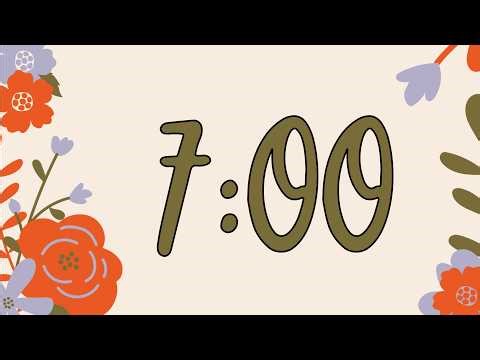 7 Minute Fun Spring Floral Classroom Timer (No Music, Happy Harp Alarm at End)