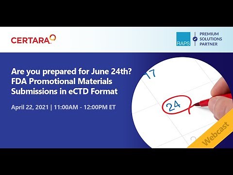 Are you prepared for June 24th? FDA Promotional Materials Submissions in eCTD Format