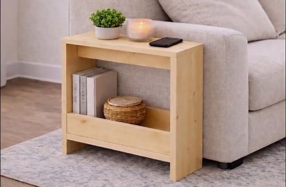 Slim Arm Side Table Plans | Narrow End Table Woodworking Guide (PDF) - Etsy