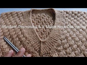 How to DECREASE V-Shape Neck and Shoulder in GENTS Sweater