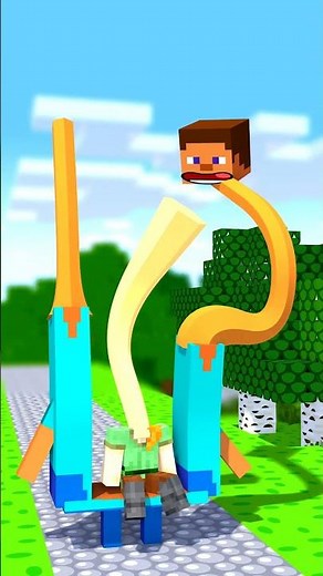 Triple long Steve!!!??? - Alex and Steve Adventures #minecraft #shorts