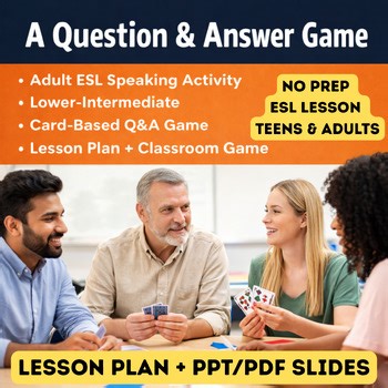 ESL Question & Answer Card Game for Teens & Adults | (PDF + Editable PPT)