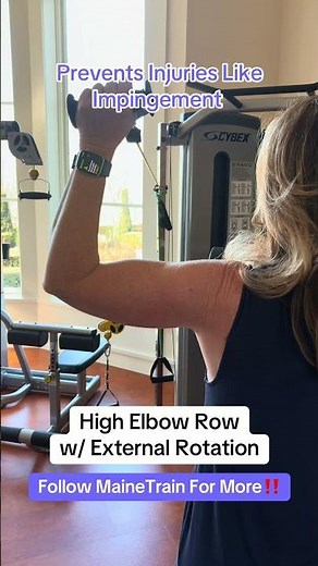 Great Exercises For Seniors: High Elbow Row + External Shoulder Rotation #mainetrain