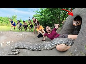 Epic Rescue! Brave Hunters Save Young Girl from the Giant Python’s Lair
