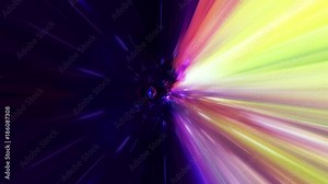 Interstellar, time travel and hyper jump in space. Flying through wormhole tunnel or abstract energy vortex. Singularity, gravitational waves and spacetime concept.