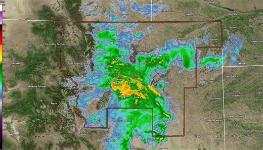 Good morning! A quick look at radar shows this storm is delivering as anticipated. Rain and snow along the Front Range will be persistent and also heaviest this morning. In the upper foothills, snowfall rates of 2-3"/hr can be expected for the next 4-5 hours straight. This very heavy and wet snow could be damaging to trees and powerlines. Please avoid travel through the foothills and eastern mountains this morning if you can. | US National Weather Service Denver/Boulder Colorado