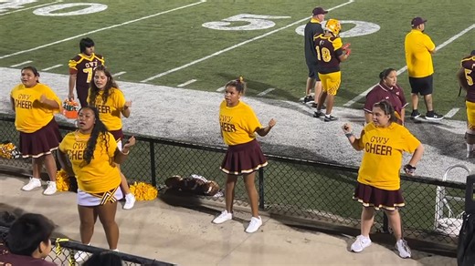 20K views · 423 reactions | The Cherokee High School varsity cheerleaders perform a cheer with the Cherokee Youth midget cheerleaders in the fourth quarter of the Tsalagi Anitsvyasdi (Cherokee Braves) vs Rosman football game on the evening of Friday, Sept. 19. The game was played at Ray Kinsland Memorial Stadium in Cherokee, N.C. (Videography by Sheena Brings Plenty) | Cherokee One Feather | Facebook