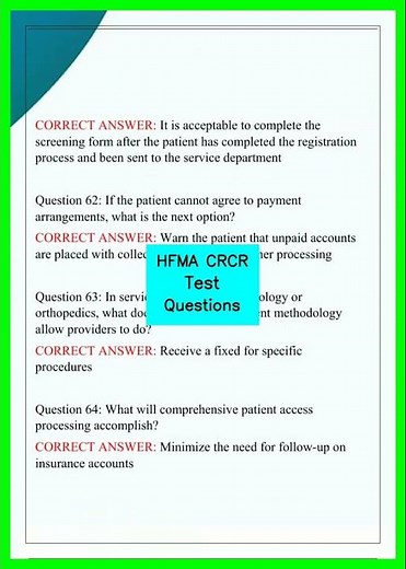 HFMA CRCR Test Questions video