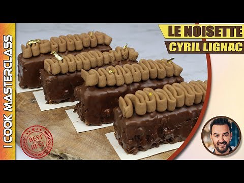 ✅ LE NOISETTE DE CYRIL LIGNAC : Un finger chocolat gianduja, glaçage rocher, sablé & biscuit joconde