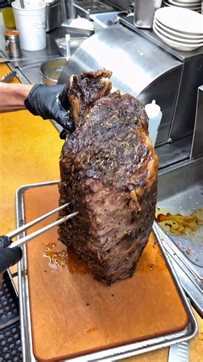 The Steer's Prime Rib is slow-roasted for hours, perfectly marbled, and served in its own natural juices. It’s a classic for a reason. #goldensteer | Golden Steer Steakhouse Las Vegas