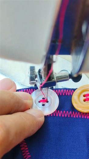 sewing button using a sewing machine #sewing