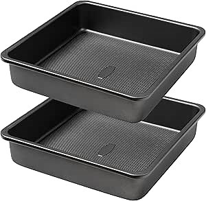 Tiawudi Square Cake Pan, Nonstick Baking Pan for Bread or Brownie, 9x9 Inch Bakeware with Diamond Texture Pattern, Set of 2