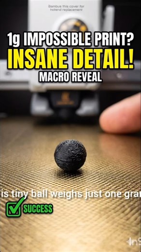 "I 3D Printed This 1 Gram Ball… Without a Computer 🤯"#3dprinting #bambulab #tinything
