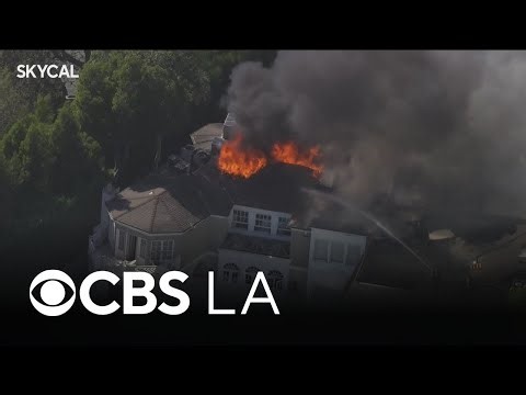 Firefighters contain greater alarm blaze at Beverly Crest mansion following hours-long battle