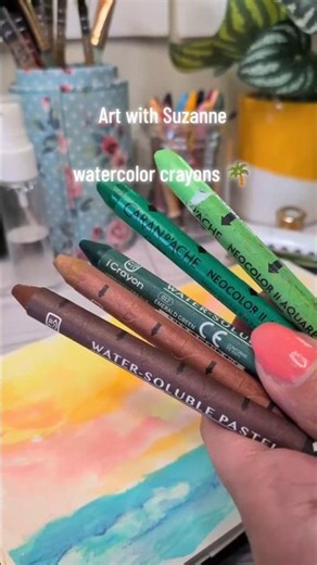 How to use Watercolor Crayons 🌴 #art #watercolor #drawing #painting