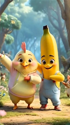 chicken & banana song remix #shorts #chickendance #banana #funnyanimals #kidsdance #shortsfeed