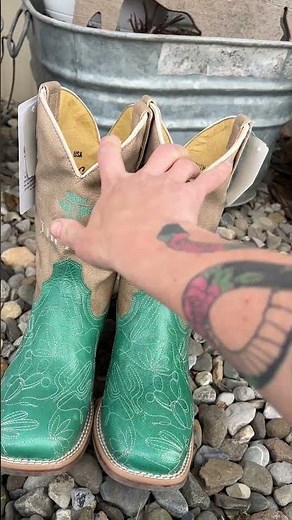 Tin Haul Big Girl's Cactatillow Teal Square Toe Boots