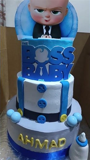 Baby boss || cake for birthday boy || 3tier baby boss cake design || boss baby cake with toppers