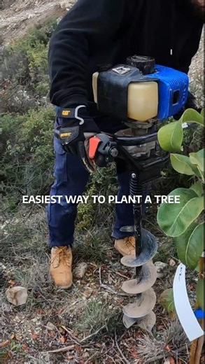 Easiest way to dig a hole to plant a tree?...Drill one! #treeplanting