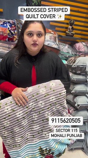 29K views · 304 reactions | "Timeless elegance meets modern comfort with our embossed striped quilt cover – a luxurious addition to your bedroom sanctuary. #SleepInStyle". Order on 9115620505 #kiaans #kiaanstheminimall #FreeShipping #worldwideshipping #nearchandigarh #Quiltcover #wintercollection #handloomstore #viralvideoshort #trendingreels | Kiaan's Home Decor N Styling | Facebook