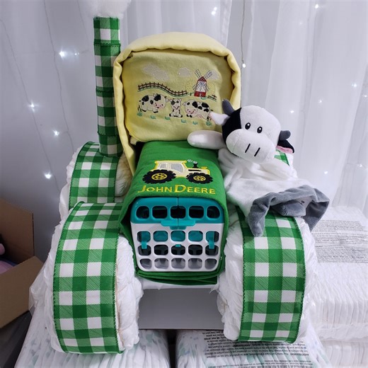 Farm Tractor Diaper Cake Centerpiece or Baby Shower Gift for Boy or Girl - Etsy