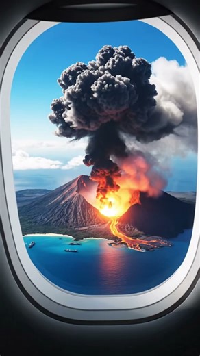 “Volcano ERUPTS mid-flight — airplane window POV ✈️ (Unreal Footage)”