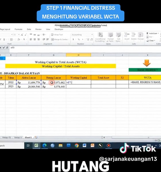 STEP 1 FINANCIAL DISTRESS Menghitung WCTA ( Working to Total Asset) #financialdistress #WCTA #workingcapital #totalassets #financialliteracy #zscore #altmanzscore #altman #VoiceEffects