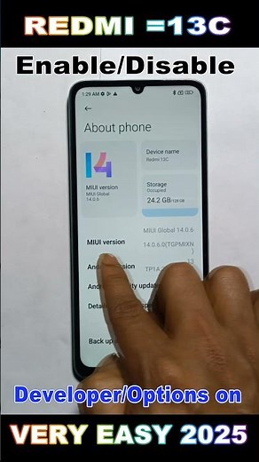 Redmi 13c How to Enable/ Developer, Options 2025/ Enable/Disable/Developer Options on 2025//