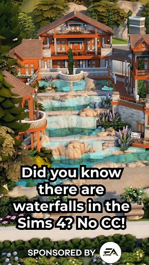 Sims 4 Waterfall Tutorial: There are animated waterfalls hidden in the Live Edit Objects in The Sims 4. Discover University has two amazing waterfalls and Island Living features one! #EAPartner #Thesims4 #sims4 | Kate Emerald