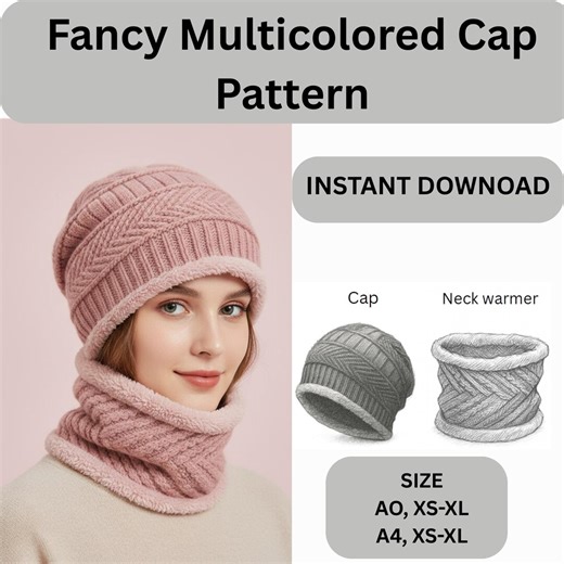Fancy Multicolored Cap Sewing Pattern | Stylish DIY Cap Digital Pattern | Printable A0 , A4 Files | Instant Download - Etsy