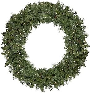 Pre-Lit Black River Pine Artificial Christmas Wreath, 48-Inch, Clear Lights
