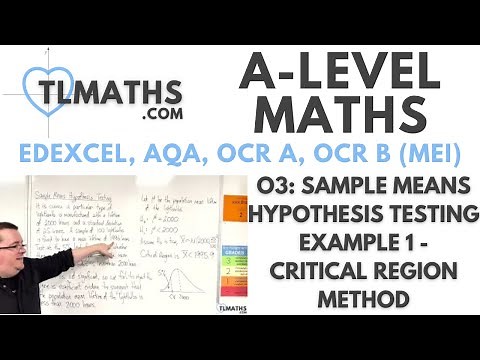 A-Level Maths: O3-04 Sample Means Hypothesis Testing Example 1 - Critical Region Method