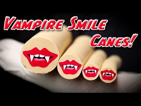 DIY Vampire Fang Smile Polymer clay canes Tutorial