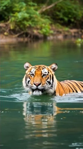 Tiger inRiver Beautiful scene Of Tiger #tigerspotted #Tiger #river #animal #viralshort#DreamScreenAI
