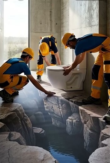 This Bathroom Floor Looks Like a Cliff Edge 😱 | Resin Floor Illusion