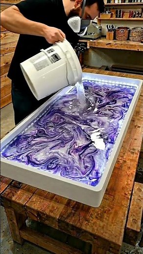 Making a Glowing LED Epoxy Resin Table (Satisfying Purple Pour) 💜