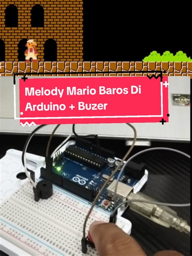Tema Song Super Mario Arduino uno Buzer Push Button #arduino #supermario #diy #arduinoproject #fyp
