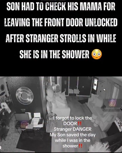 Gee money on Instagram: "A terrifying close call after the front door was left unlocked. A stranger walked in while mama was in the shower #caughtoncamera #viralvideo #reallife #fyp #viralclips"