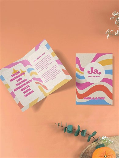 Retro Wedding Program – Digital Canva Template | Vintage Wedding Order of Ceremony, Printable, Customizable, Modern German - Etsy