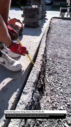 Concrete Separation Using a Heavy-Duty Pry Bar | Satisfying Roadwork Technique!