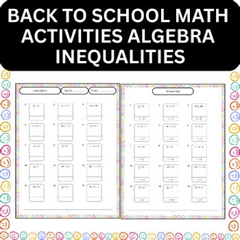 Back to School Algebra Activities: Inequalities Practice with Answer Key