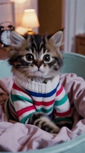 Kitten in a Colorful Sweater 😻🧶 | Cutest Winter Look Ever!