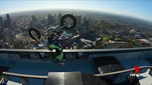 A daredevil motorbike stuntman has taken a leap of faith above Melbourne, pulling off the highest backflip anywhere in the world. www.7NEWS.com.au #Melbourne #7NEWS | 7NEWS Adelaide