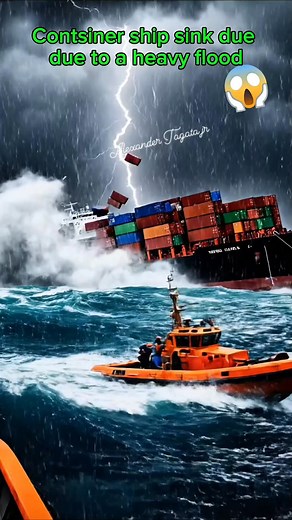 600K views · 3.3K reactions | Container ship sink due to a heavy flood #fblifestyle #aiartwork #AICreativity #hilightseveryonefollowers #shipsinking | Alexander Tagata Jr. | Facebook