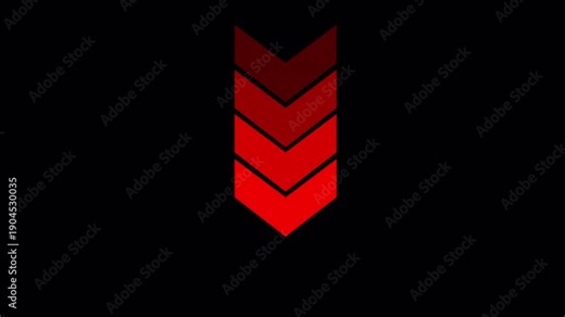 Arrows swipe down direction red color Blinking in a Loop, swipe up for advertising, social network icons, Social media scroll arrows, looping video, alpha channel or transparent, 4k video.