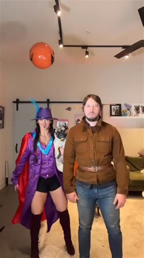 Karrah Trammell - Nashville Content Creator on Instagram: "Percy the pug!! #couplescostume #couplescontent #couplescomedy #pugs #dogcostume #halloween #halloweencostume #halloween2025 #halloweenmakeup #cosplay #disneycostume"