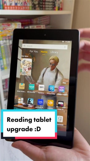 Reading tablet upgrade! Switching between digital and physical 📚 #kindle #kindleunlimited #kindlefire7 #fire7 #readingtablet #booktok #manga #reading